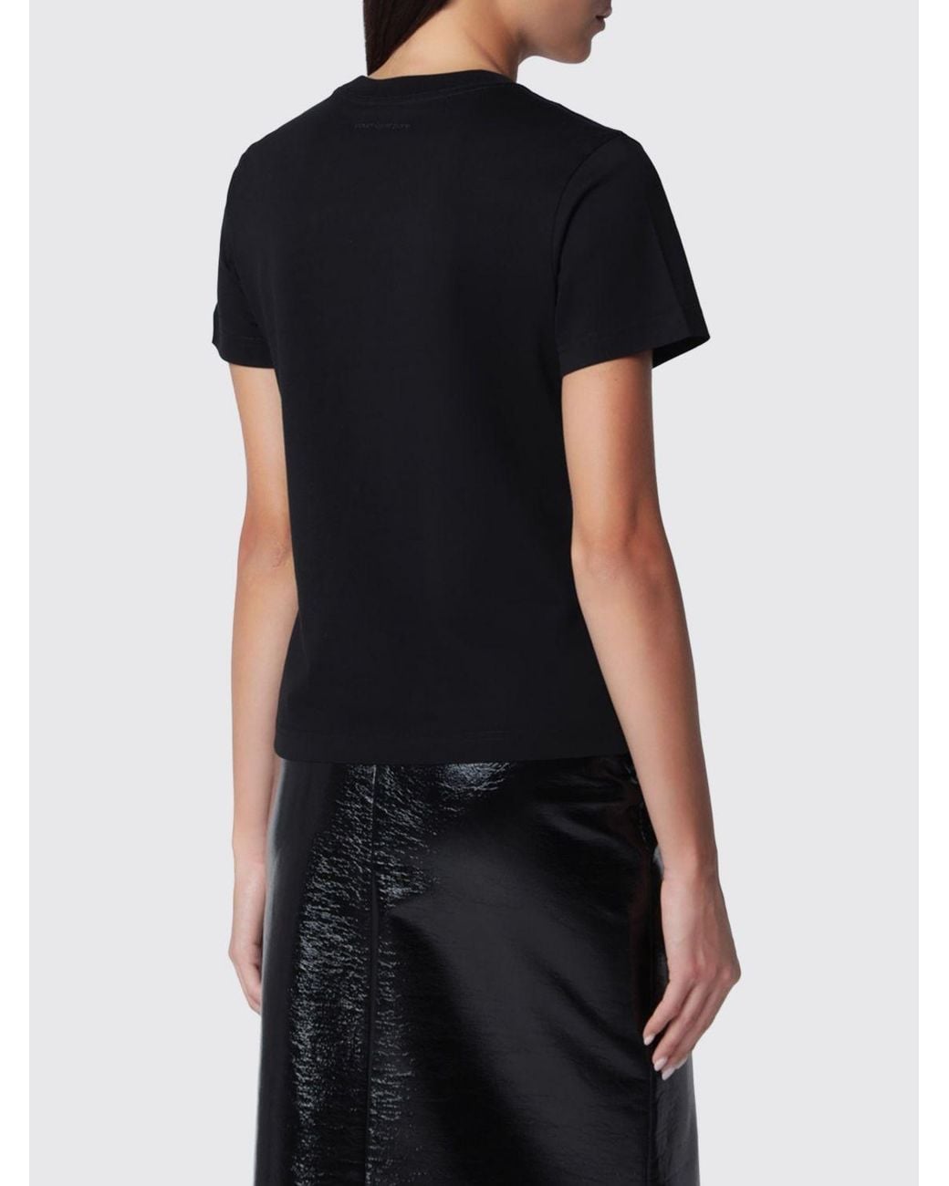 Courreges Black CourrÈ Ges Cotton Crewneck T-Shirt With Contrasting Front Logo