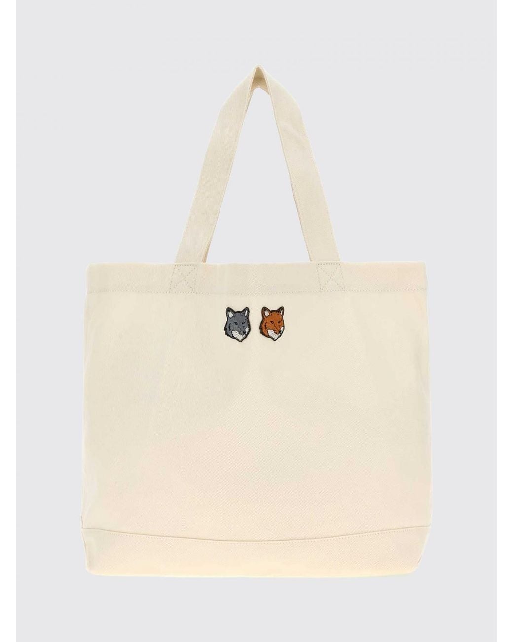 Maison Kitsuné Natural Maison KitsunÉ Cotton Tote Bag With Chillax Fox Logo Print for men