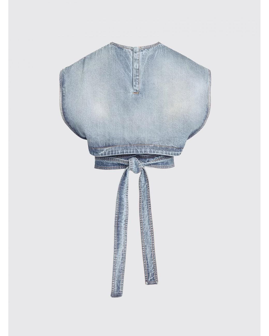 Alaïa Blue Cropped Cotton Denim Top