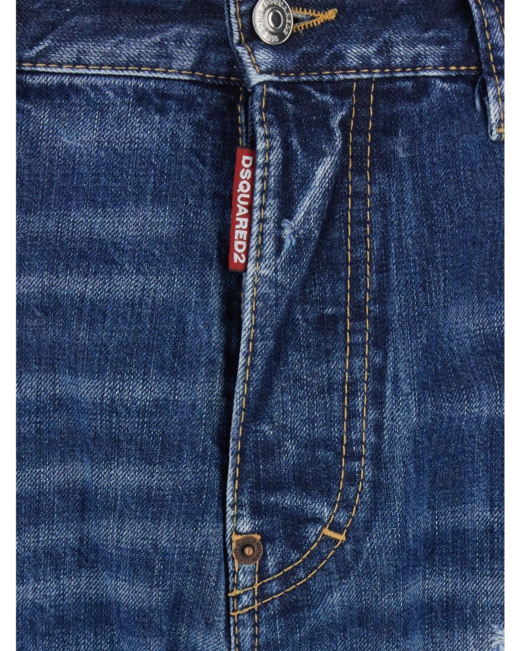 DSquared² Blue 642 Straight Fit Distressed Denim Five-Pocket Jeans for men