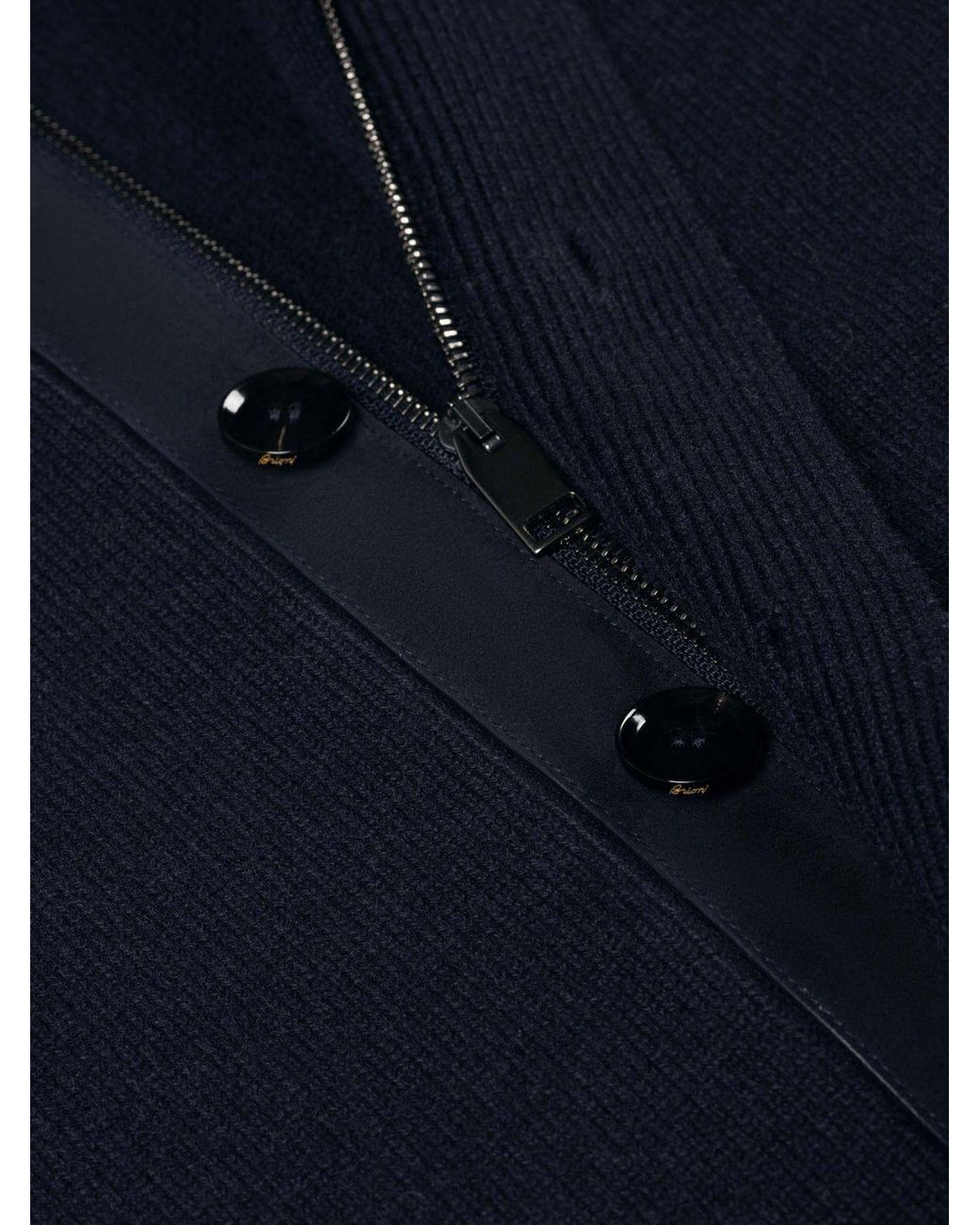 Brioni Blue High-Neck Pure Cashmere Cardigan With Button Closure for men