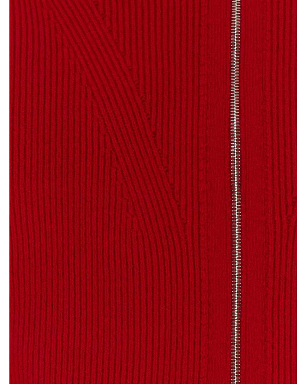 Givenchy Red Wool And Cashmere Sailor Collar Zip-Up Cardigan