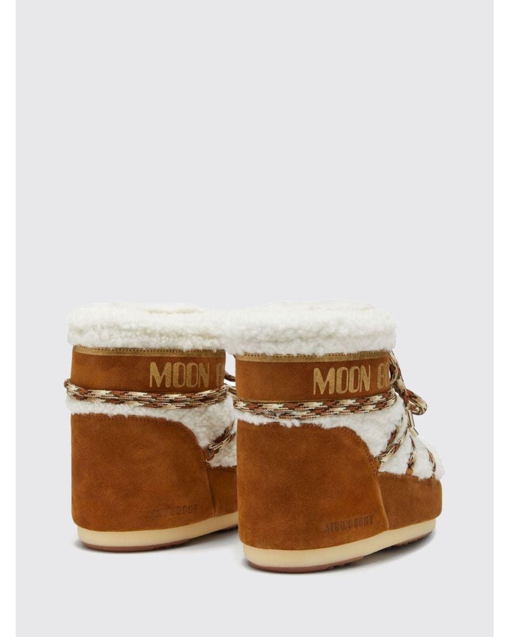 Moon Boot Brown Icon Low Shearling And Suede Snow Boots