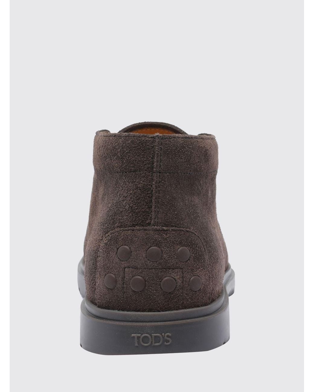 Tod's Brown Suede Calfskin Chukka Boots With Round Toe And Rubber Sole for men