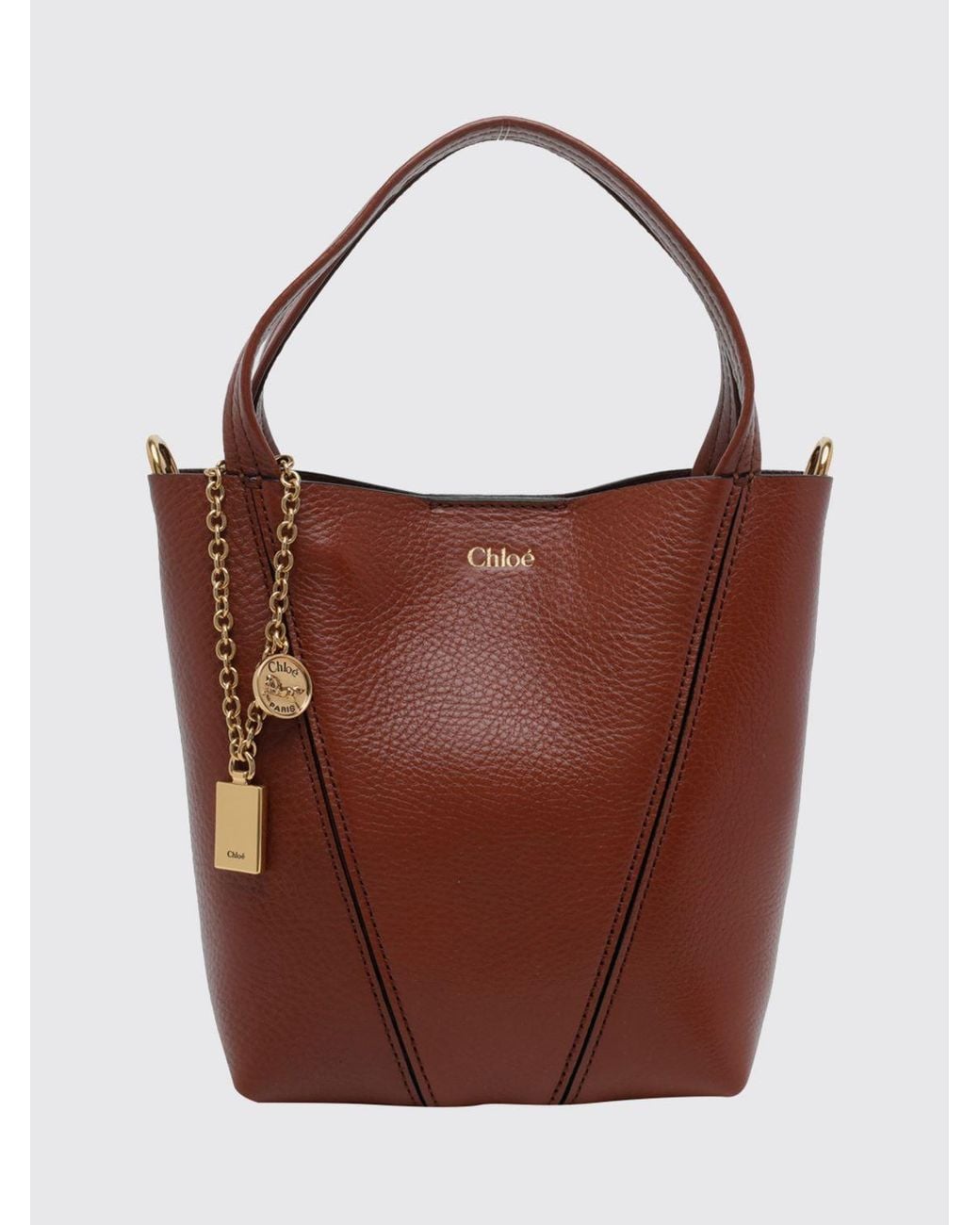 Chloé Brown ChloÉ Spin Mini Grained Calfskin Handbag With Ring Detail