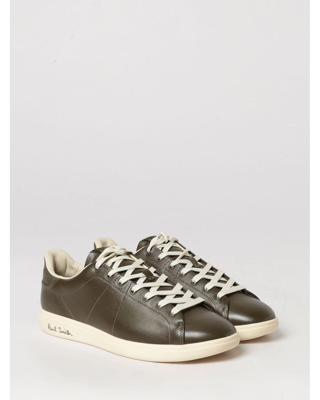 Paul Smith Green Smooth Calfskin Low-Top Sneakers With Printed Logo for men