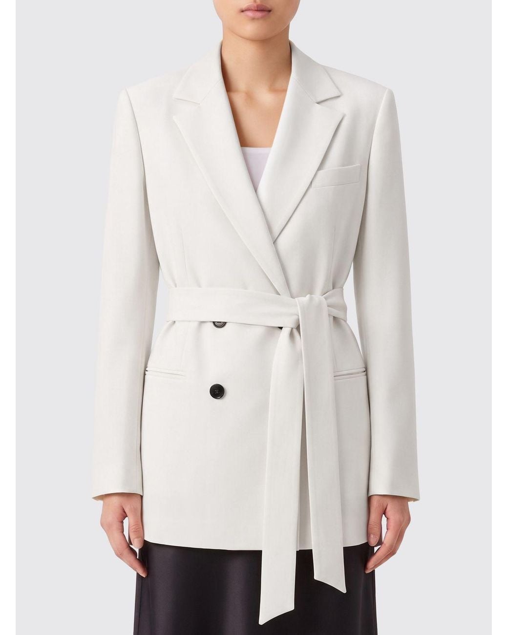 Blazer Con Cinturón De Seda Kiton de color White