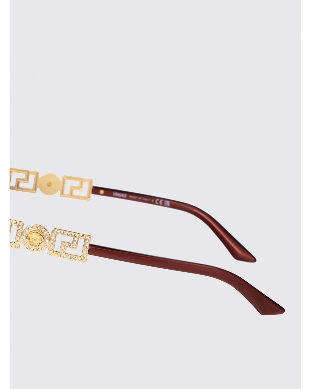 Versace Brown Acetate Sunglasses With Set Rhinestones