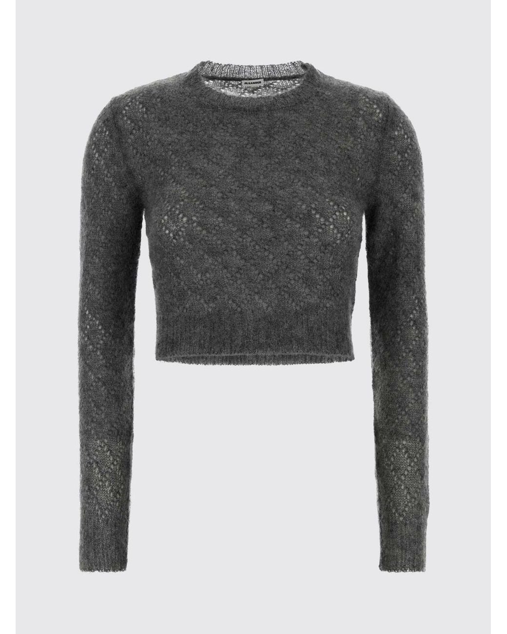 Jil Sander Gray Cropped Crewneck Jumper