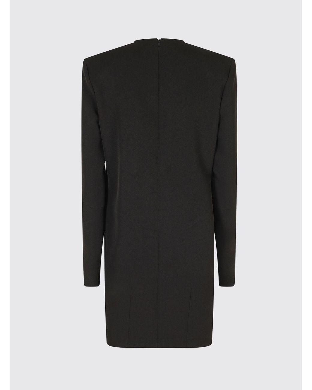 FEDERICA TOSI Black Long-Sleeved V-Neck Cady Sheath Mini Dress