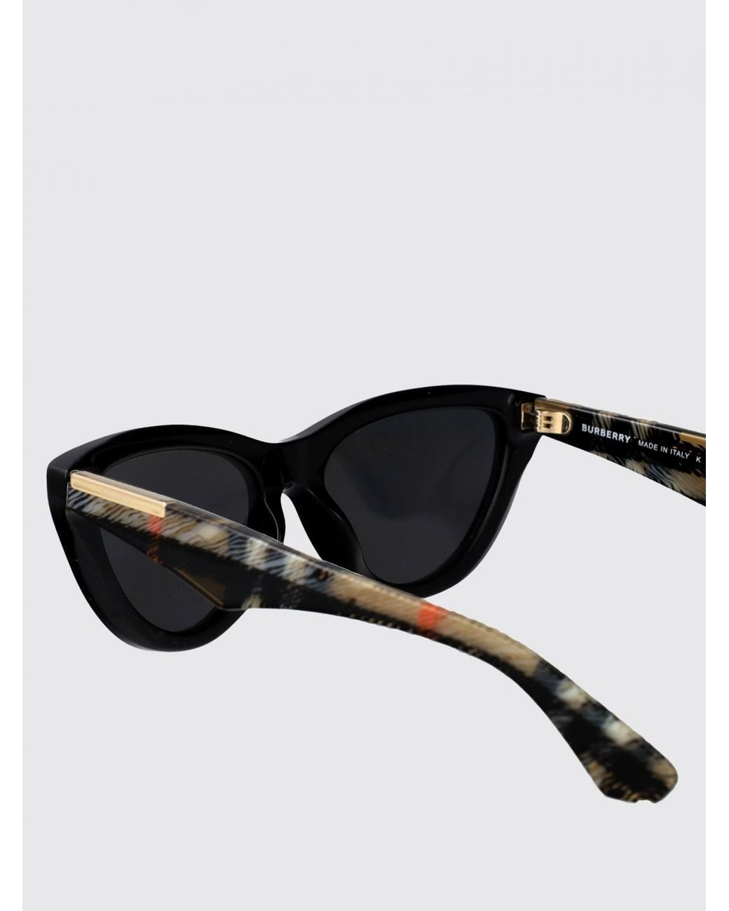 Burberry Black Cat-Eye Acetate Sunglasses With Vintage Check Pattern