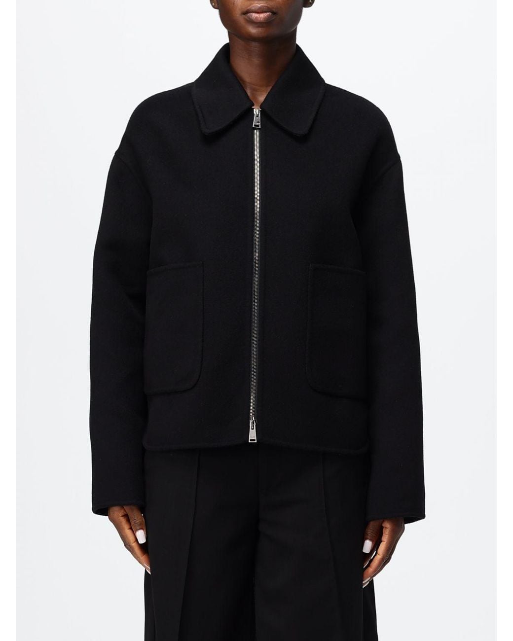 Fendi Black Virgin Wool Short Shirt-Style Coat With Zip