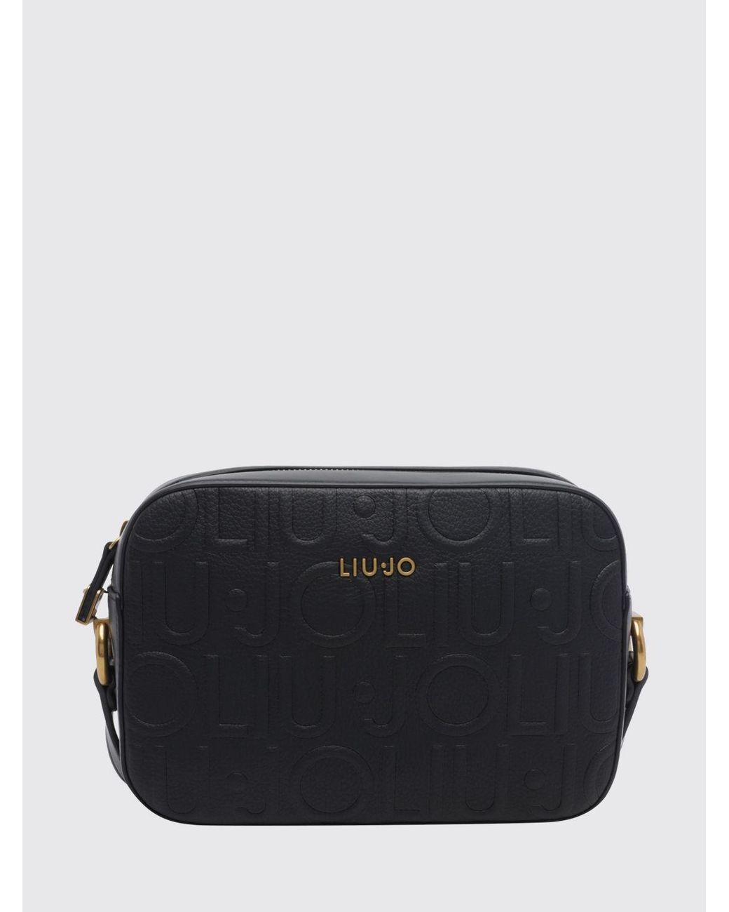 Liu Jo Black Mini Faux Leather Camera Bag With Embossed Monogram Logo