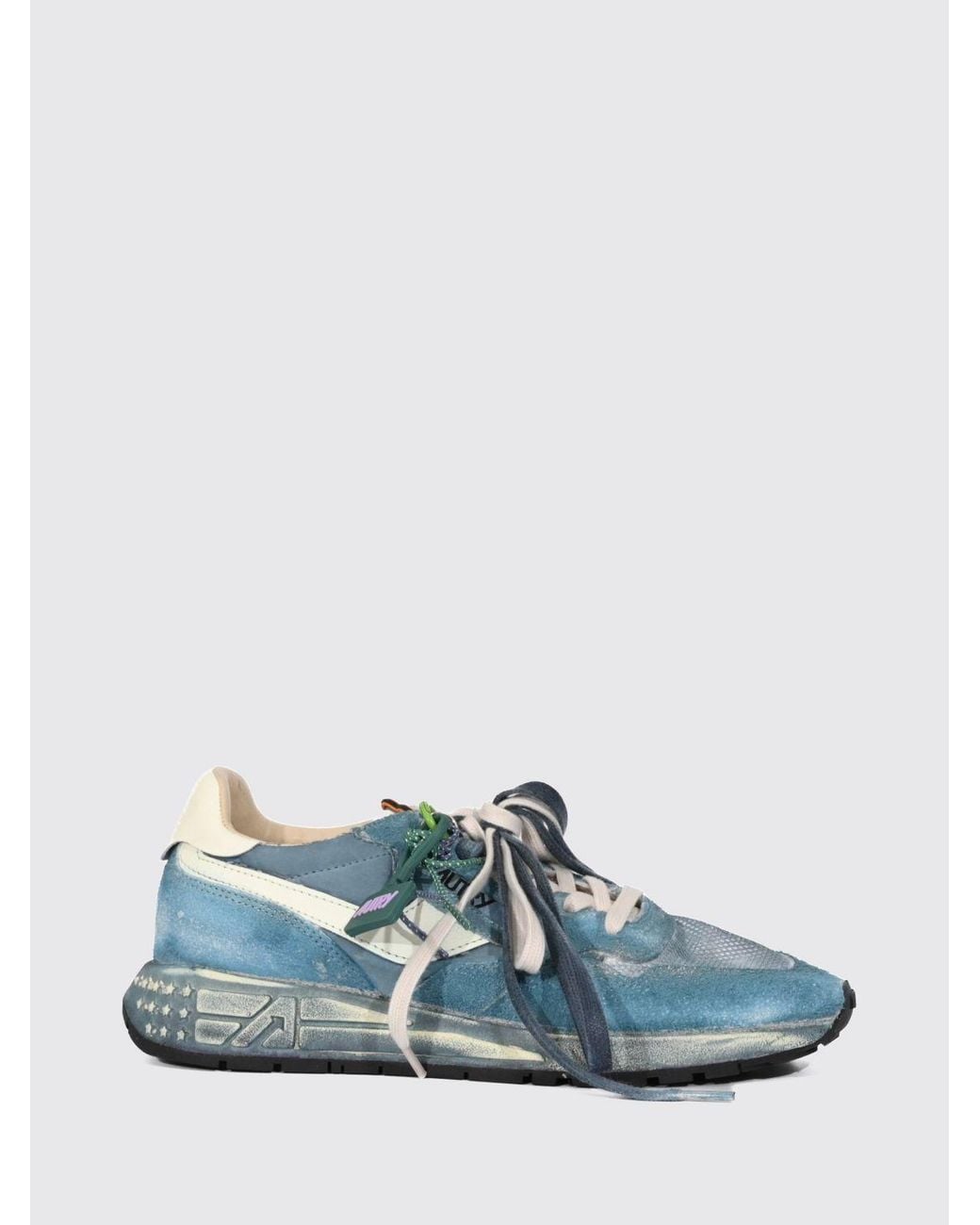 Autry Blue Reelwind Super Vintage Suede And Mesh Sneakers for men