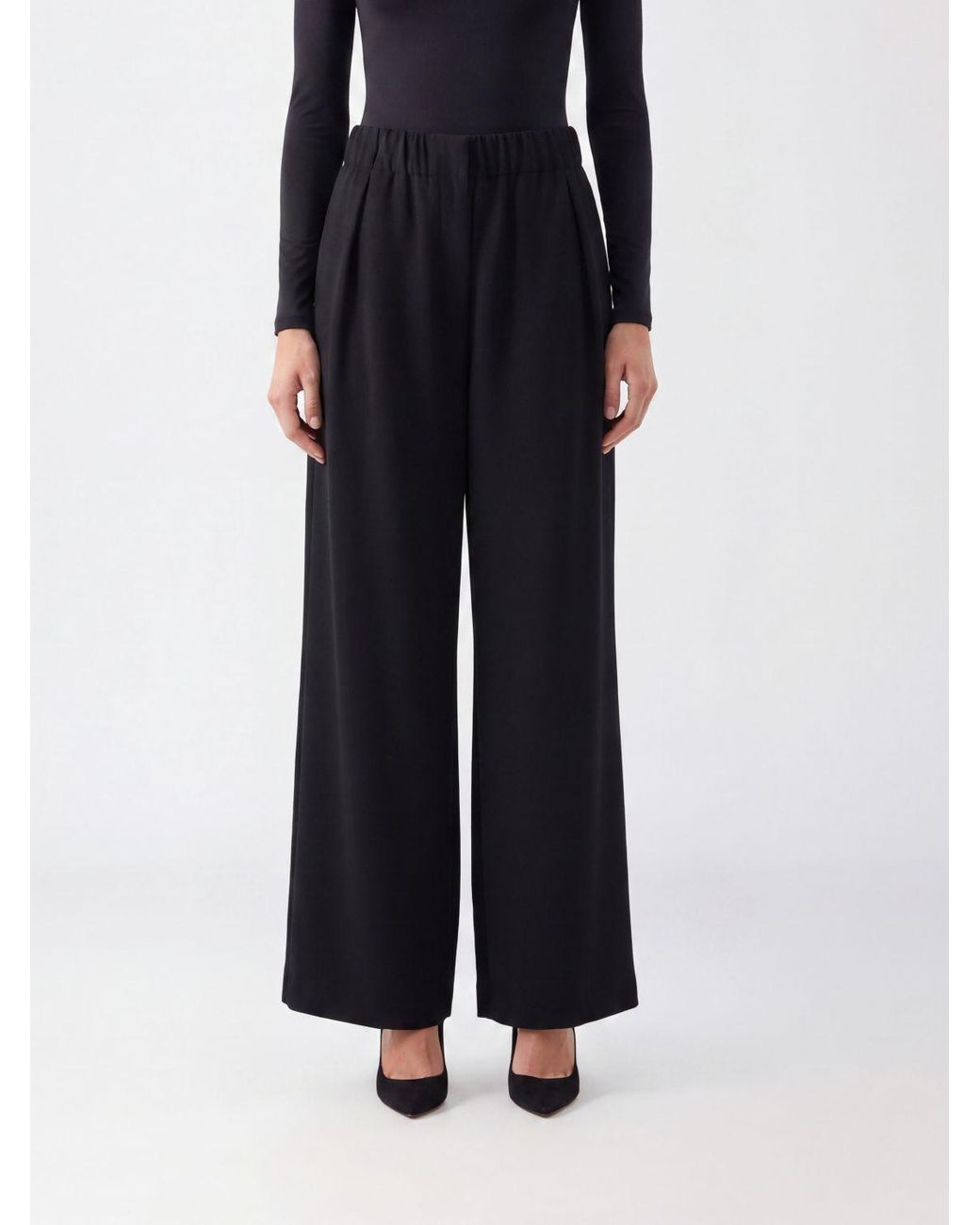 Jil Sander Black High-Waisted Palazzo Trousers