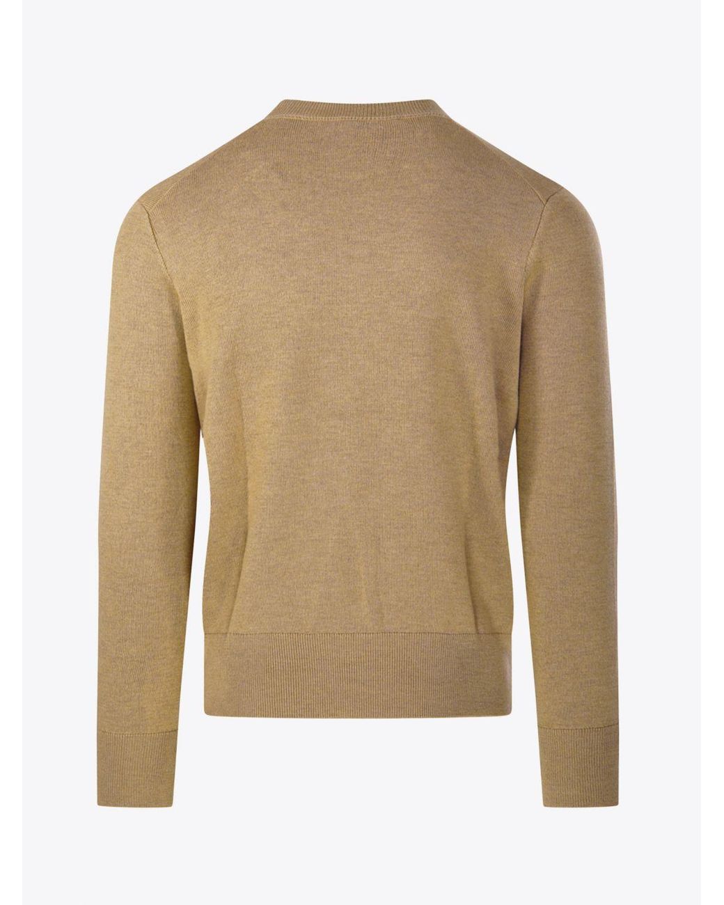 AMI Natural Crewneck Wool Jumper With Ami De Coeur Logo Embroidery for men