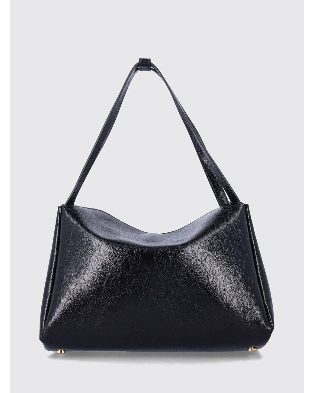 THEMOIRÈ Black Themoir&Egrave Calipso Crinkled-Effect Vegan Leather Shoulder Bag With Double Handle