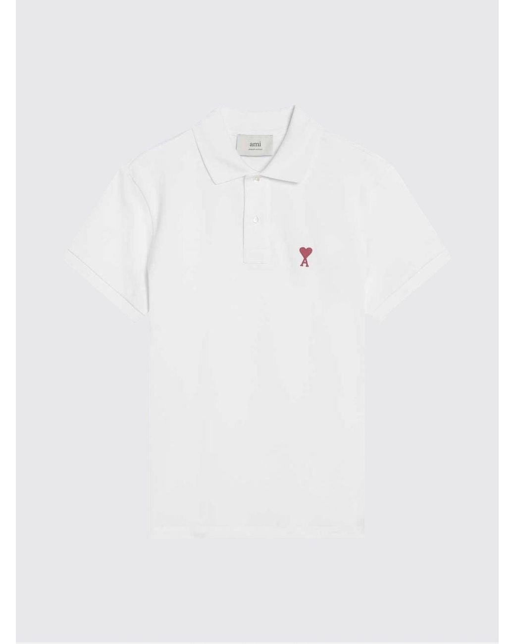 AMI White Organic Cotton Polo Shirt for men