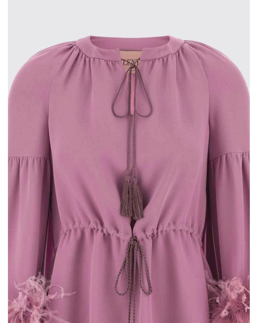 Valentino Pink Silk Blouse With Feathers