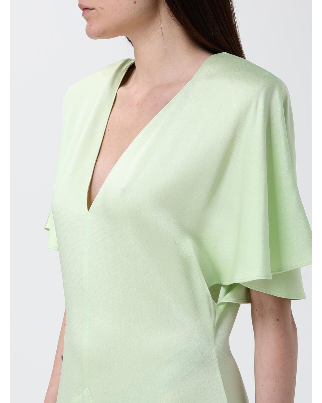 Stella McCartney Green Asymmetric Satin Dress