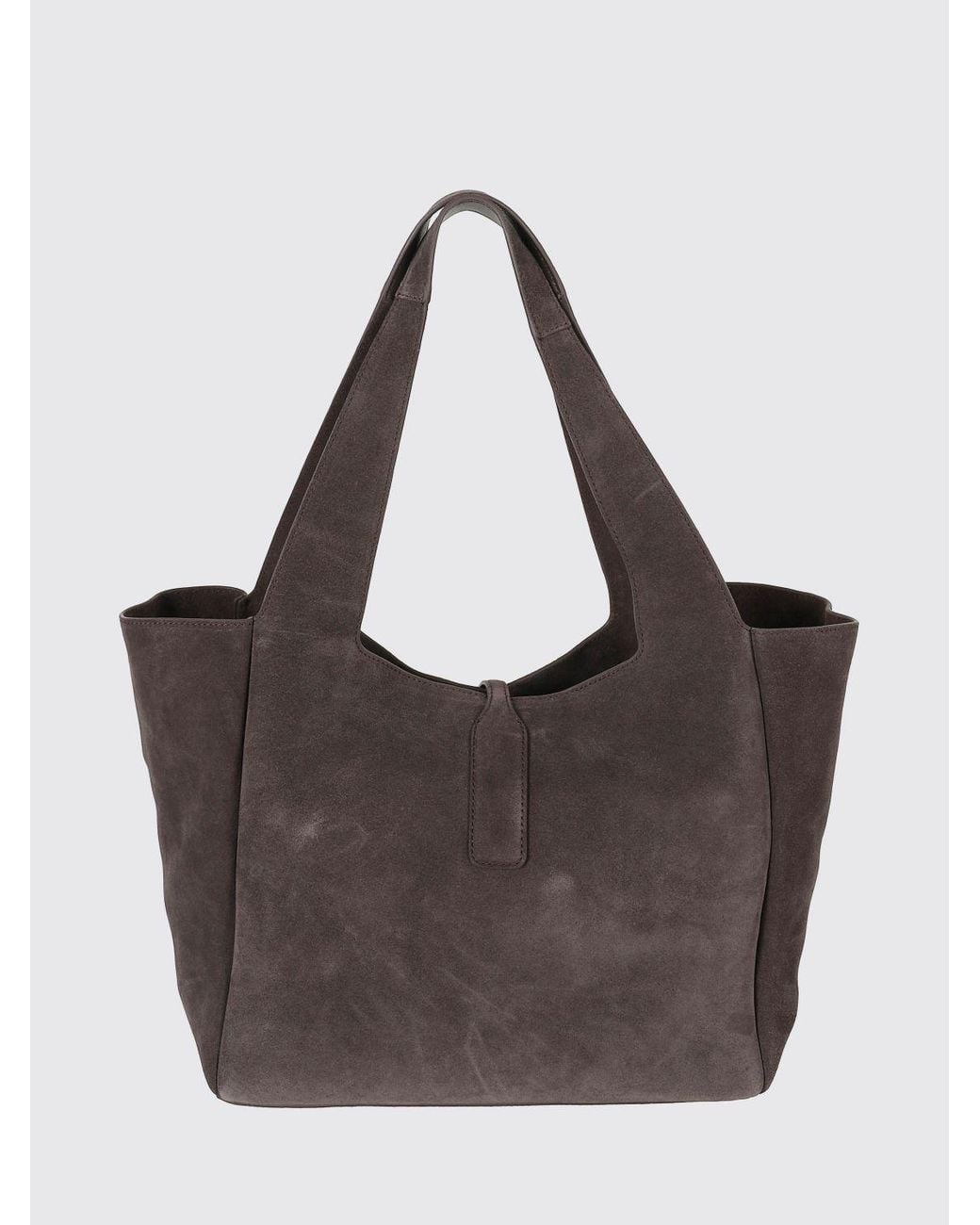 Hogan Brown Suede Leather Shoulder Bag With H Logo And Internal Pouch