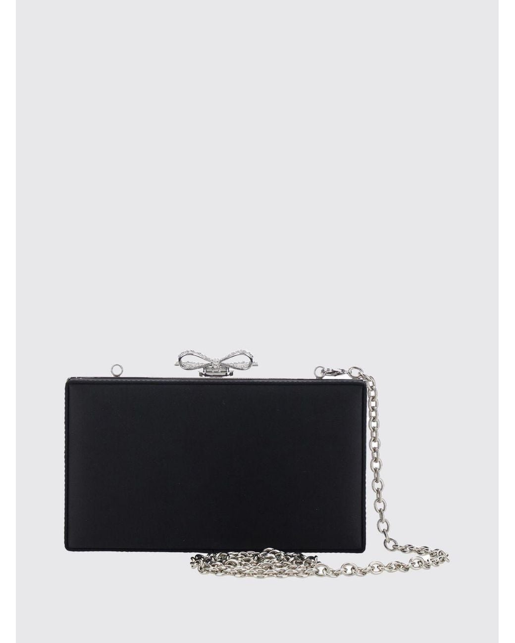 Self-Portrait White Satin Mini Handbag With Crystals And Removable Shoulder Strap