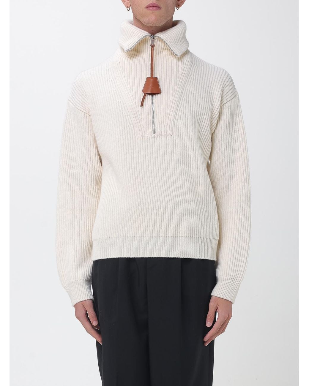 Céline White Wool And Cashmere Half-Zip Jumper With Sailor Collar for men