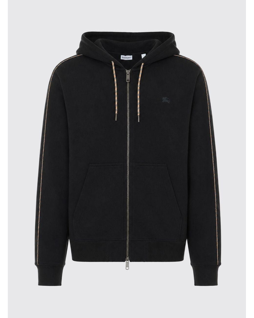 Burberry Blue Relaxed Fit Cotton Zip-Up Hoodie With Ekd Logo for men