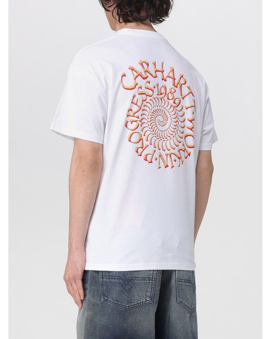 Carhartt White Cotton T-Shirt With Logo for men