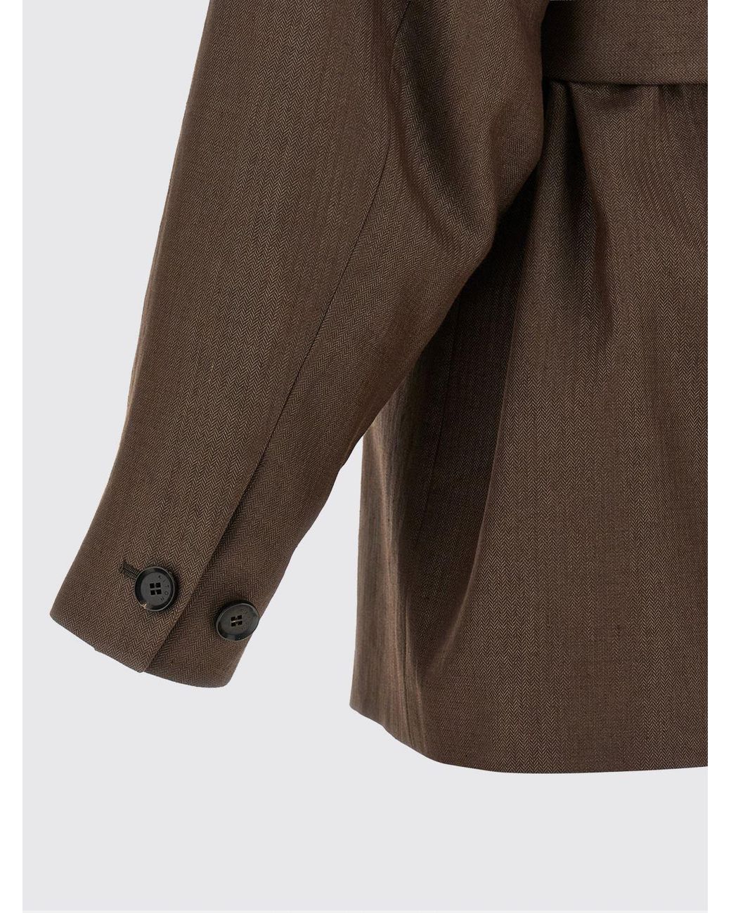 Kiton Brown Linen Blend Blazer With Belt