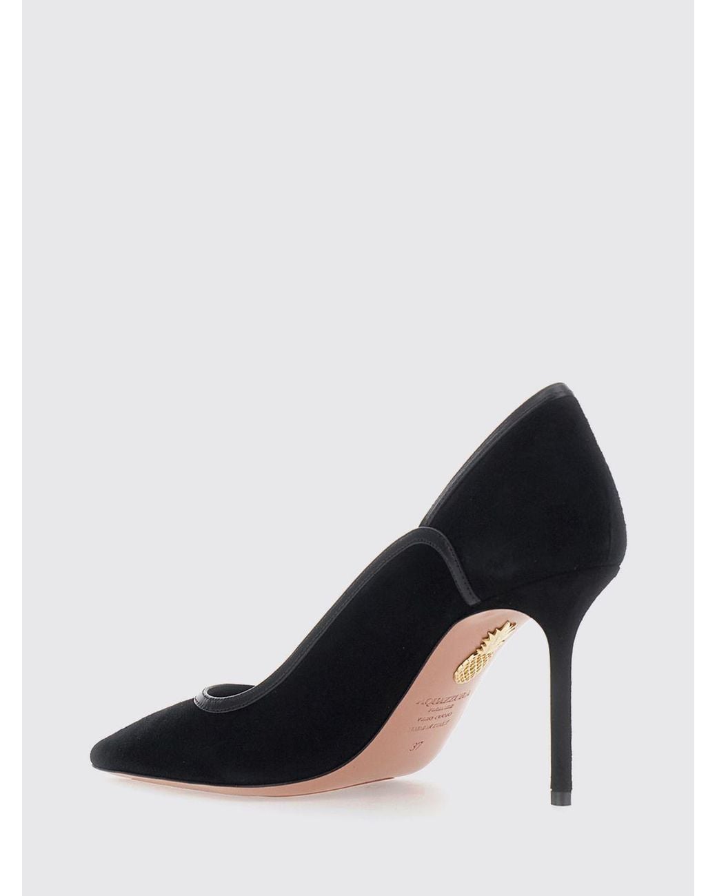 Aquazzura Black Plush Suede Pumps With High Stiletto Heel