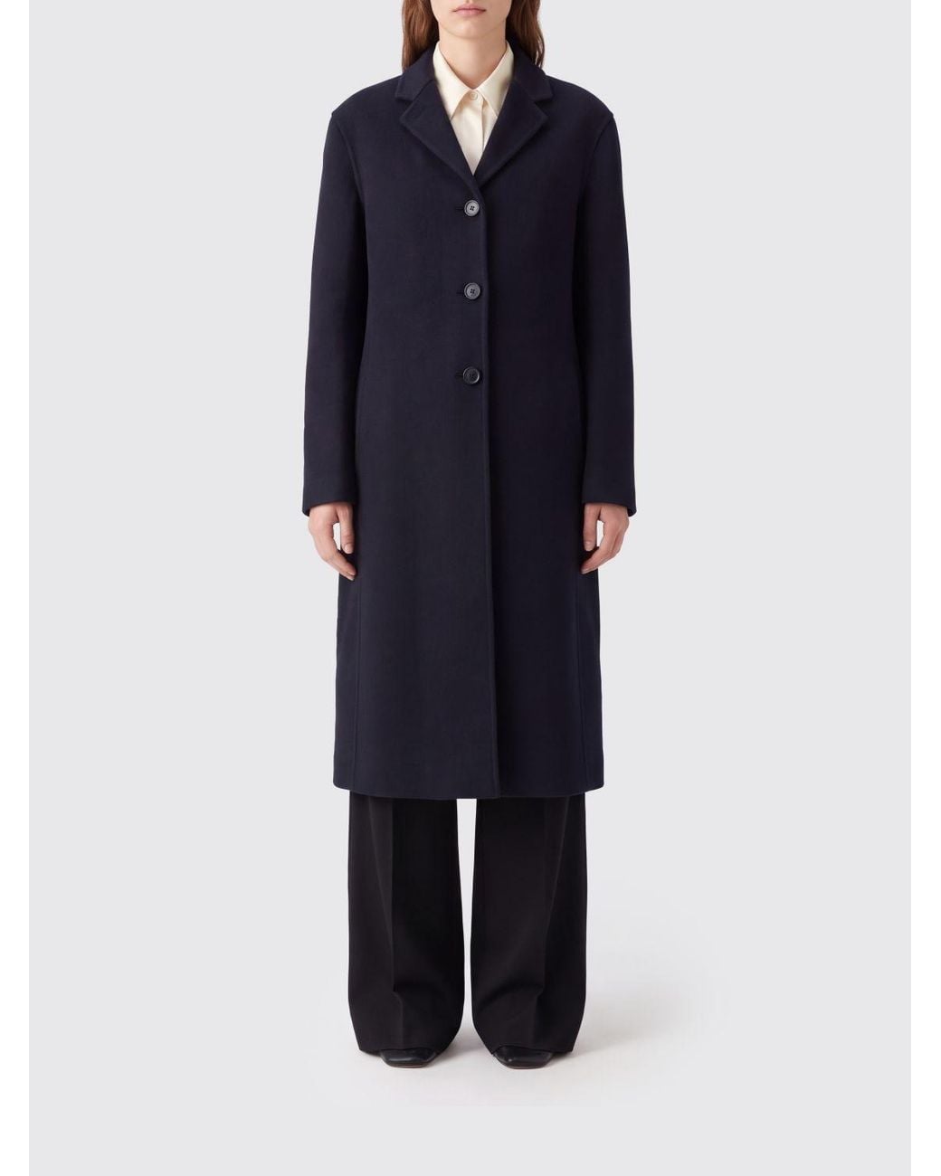 Jil Sander Blue Single-Breasted Long Coat