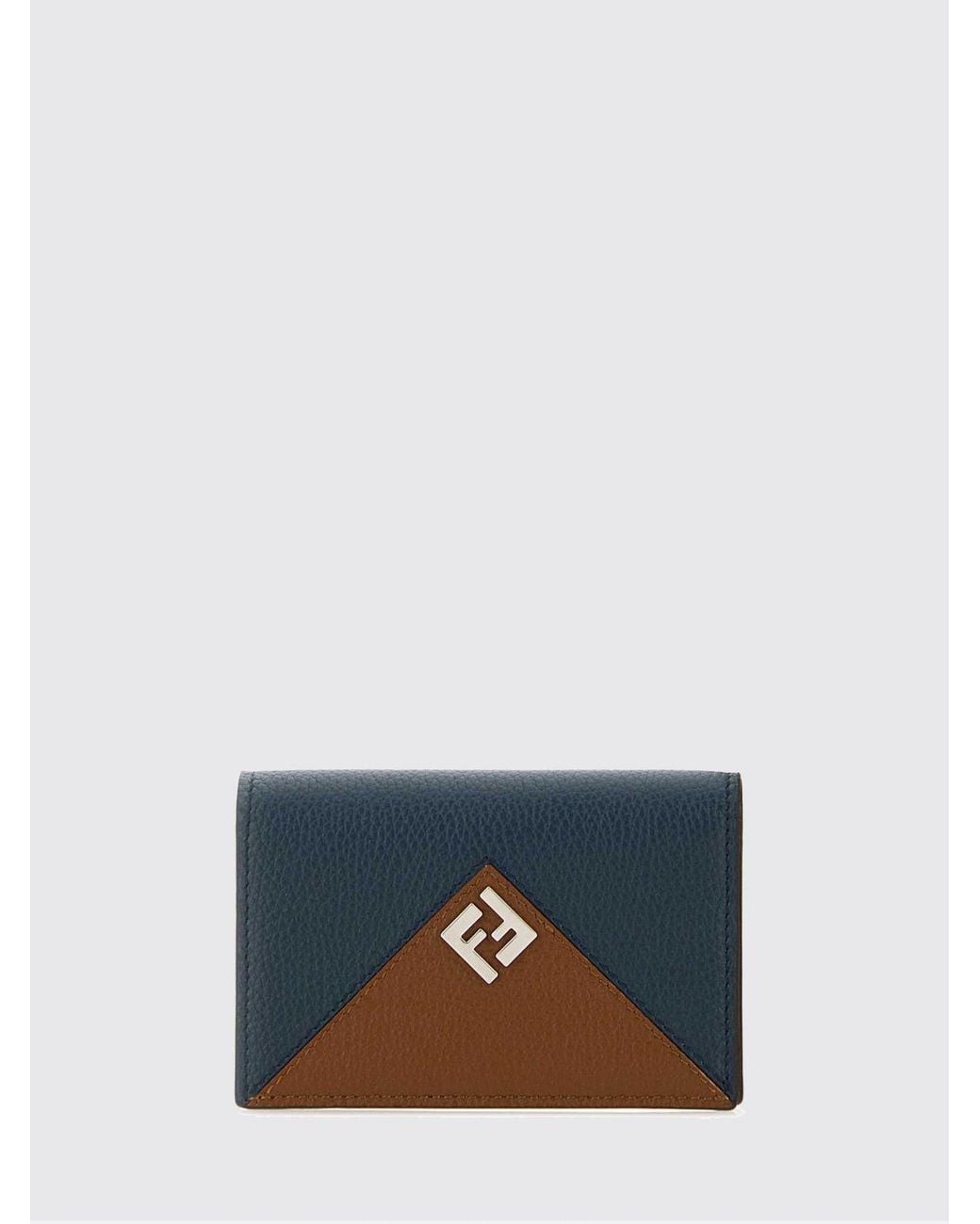 Fendi Blue Lui Bifold Ff Monogram Leather Card Holder for men
