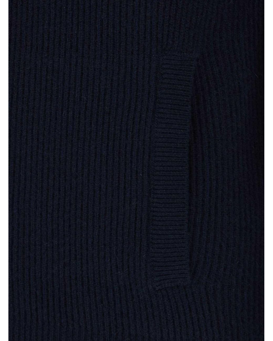 Fedeli Blue Pure Cashmere Zip-Up Cardigan With A Turtleneck Collar for men