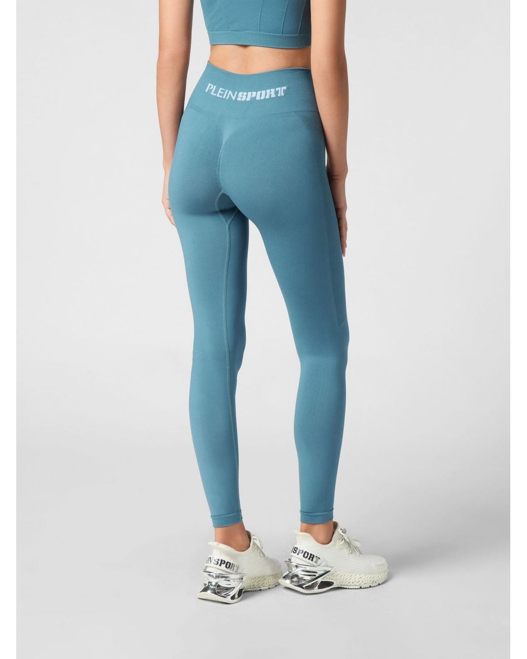 Philipp Plein Blue Technical Stretch Fabric Leggings