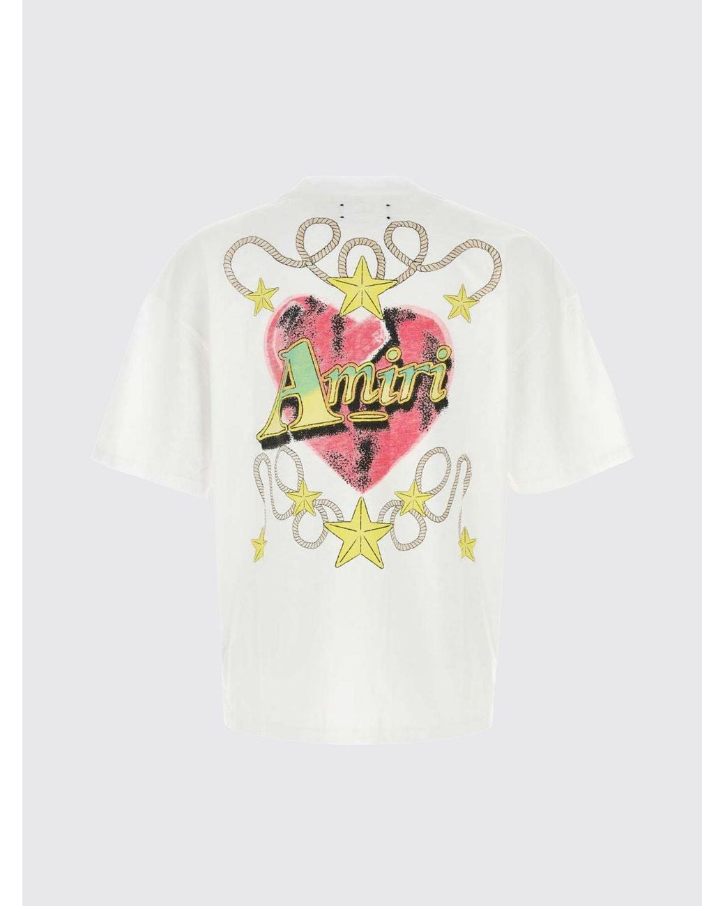 Amiri White Cotton T-Shirt With Graphic Print And Dropped Shoulders for men