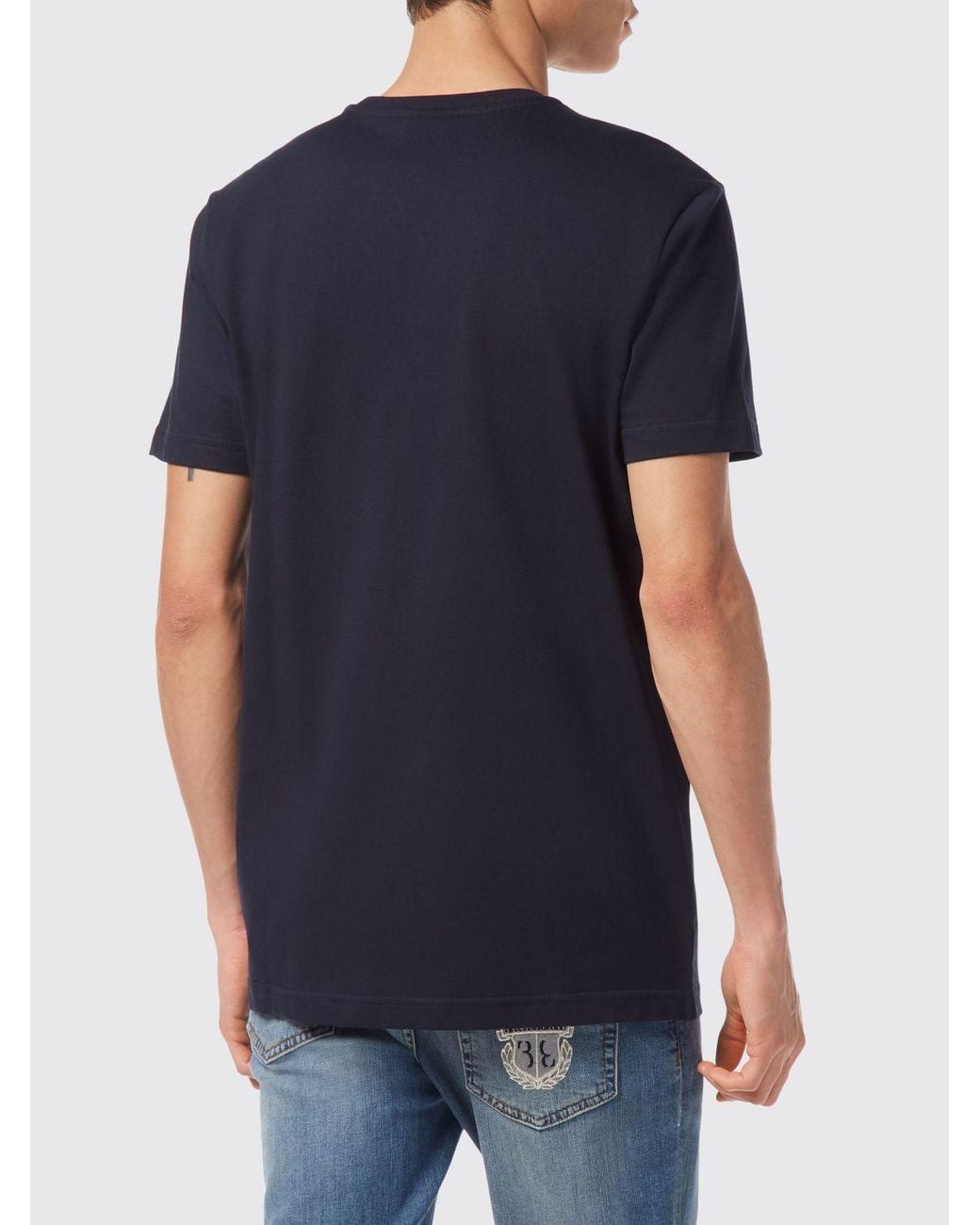 Billionaire Blue Cotton T-Shirt With Emblem for men