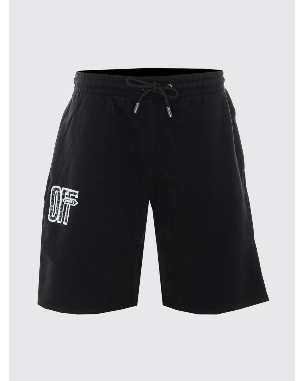 Off-White c/o Virgil Abloh Black High-Waisted Cotton Shorts With Drawstring And Logo for men