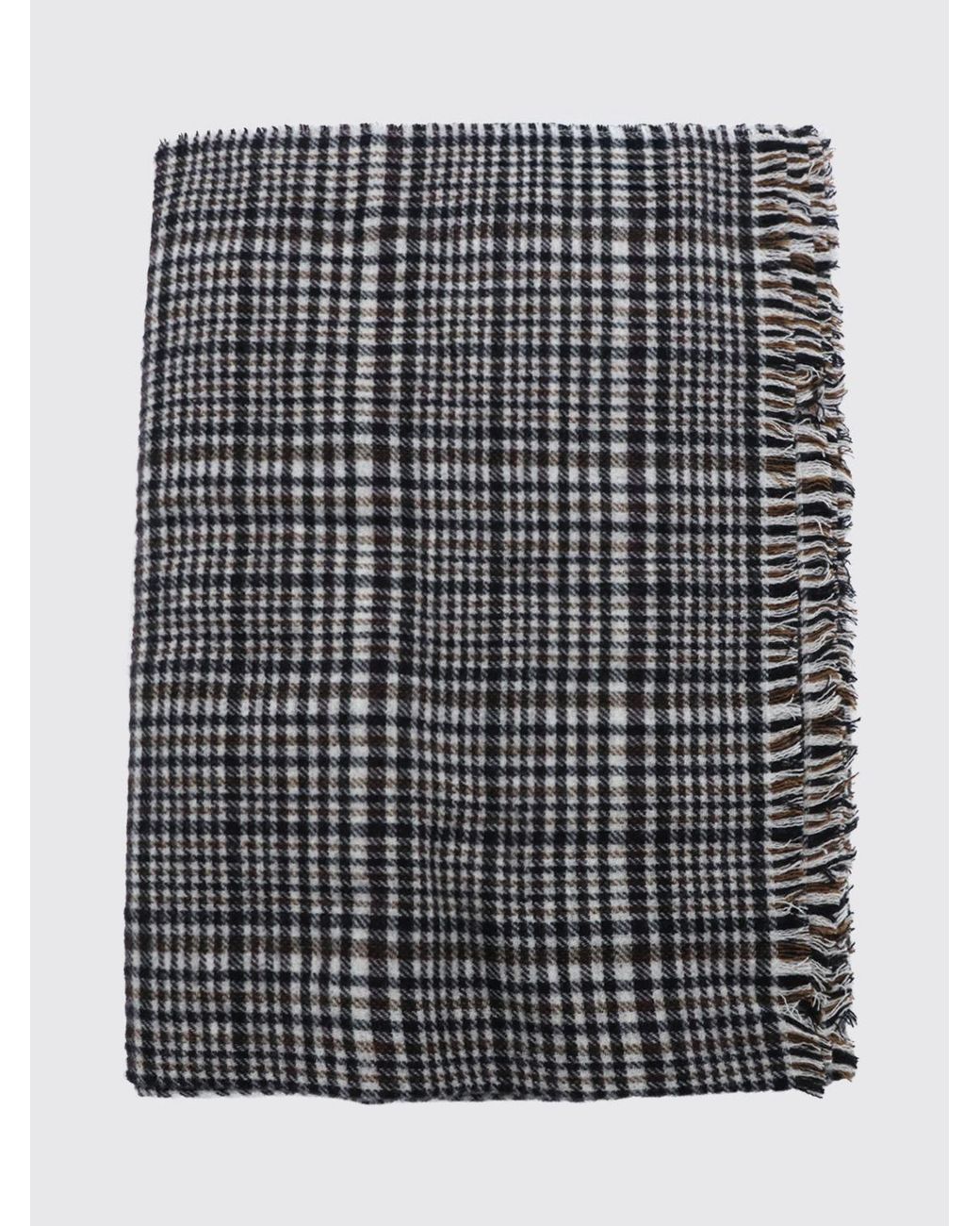 Brunello Cucinelli Black Rectangular Fringed Scarf