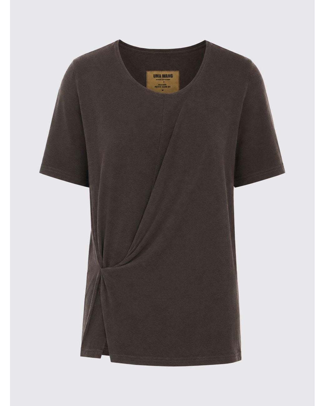 Uma Wang Black Draped Short-Sleeve Modal Crewneck Top