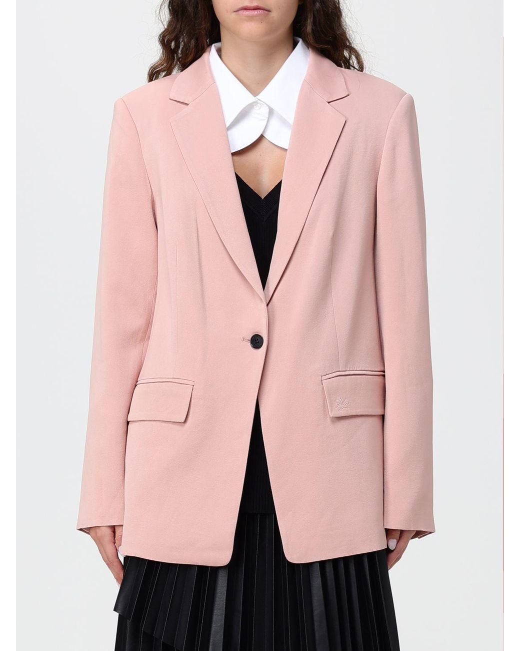 Karl Lagerfeld Pink Single-Breasted One-Button Viscose Blazer