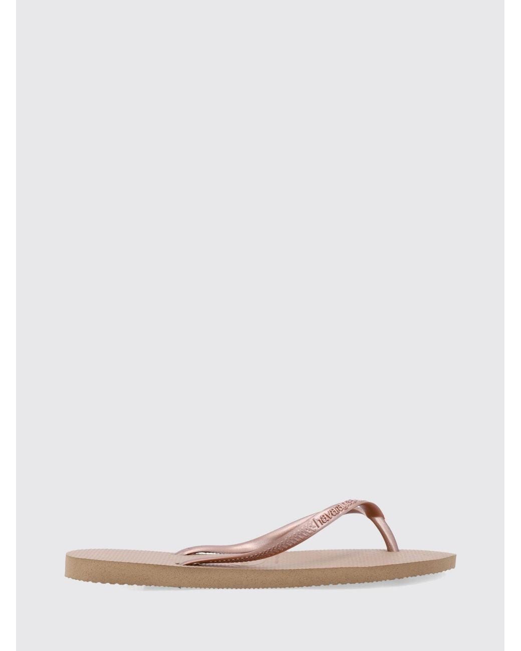 Havaianas Pink Slim Rubber Thong Sandals With Low Heel And Tone-On-Tone Logo
