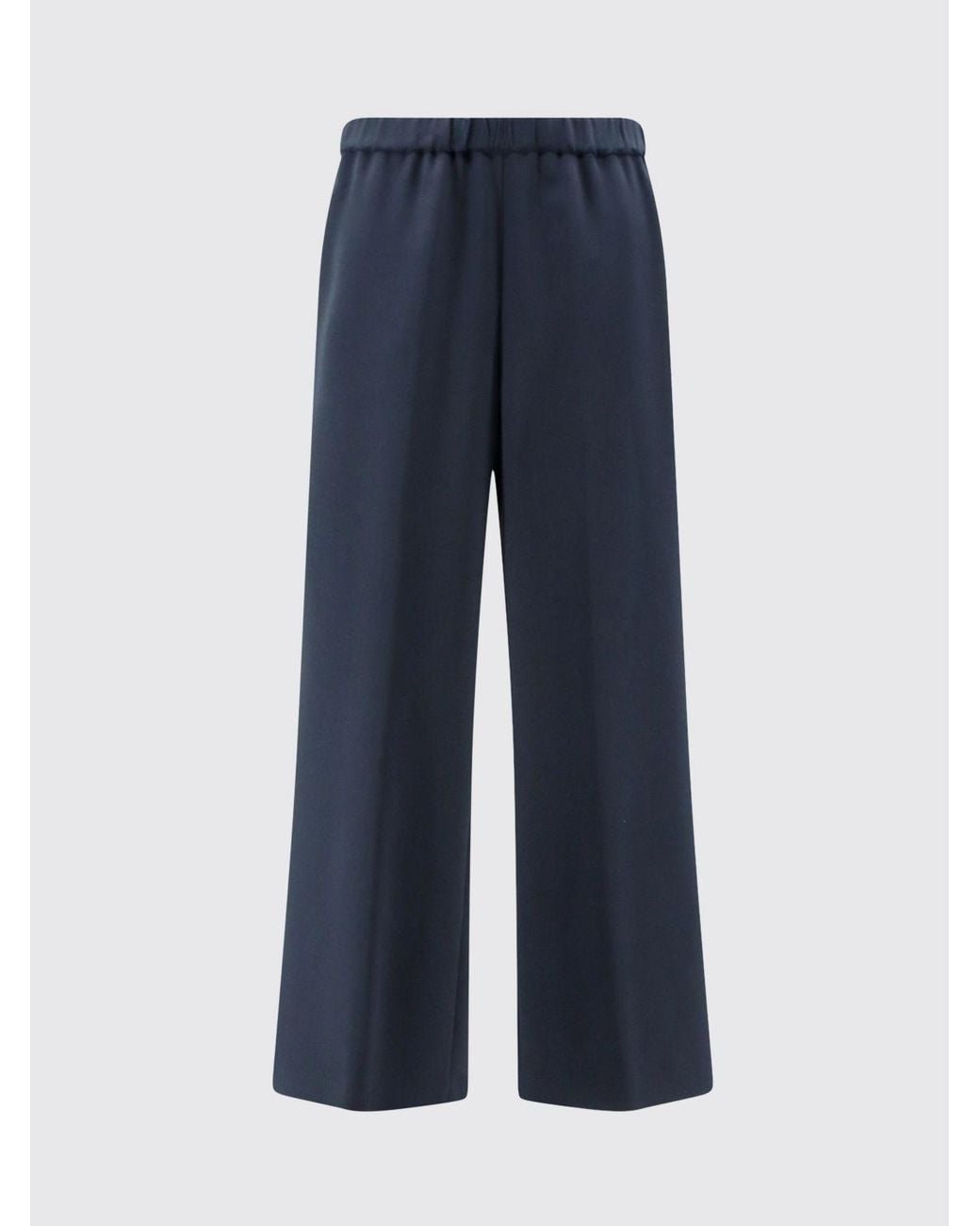 Aspesi Blue Wide Leg Crêpe Trousers With Elasticated Waist