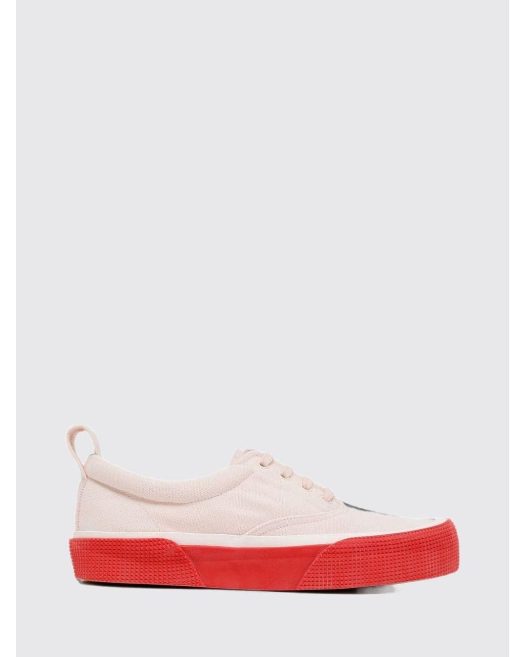 Phoebe Philo Red Plimsole Cotton Canvas Sneakers With Contrast Sole