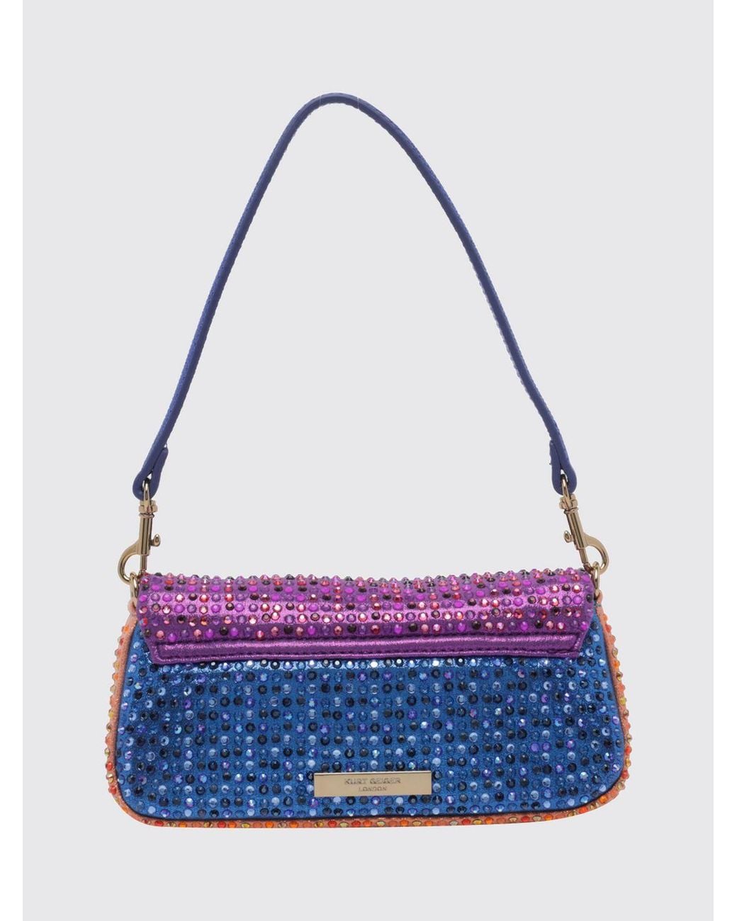 Kurt Geiger Purple Pickle Crystal And Rhinestone Embellished Polyester Shoulder Bag