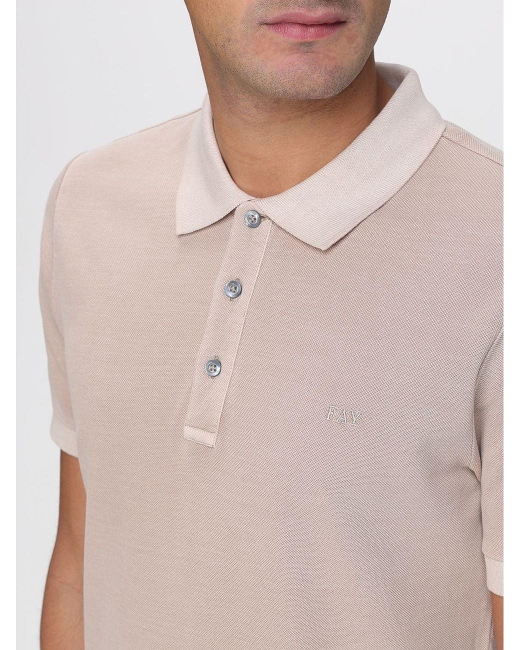 Fay White Cotton Polo Shirt With Logo for men