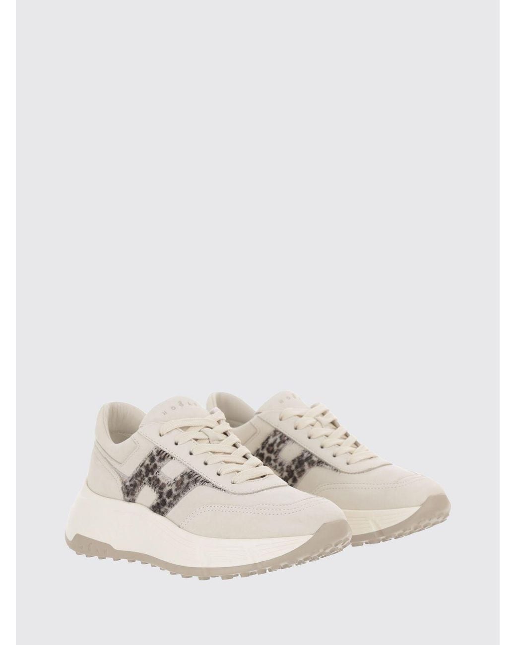 Hogan Natural Hi-Fi Nubuck And Pony-Effect Leather Sneakers With Animal Print And Chunky Sole