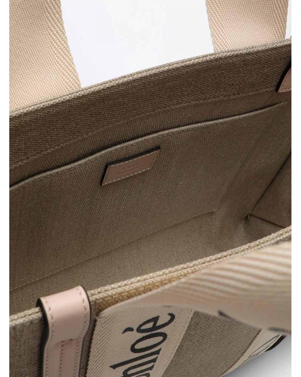 Chloé Natural ChloÉ Woody Medium Cotton Canvas Bag