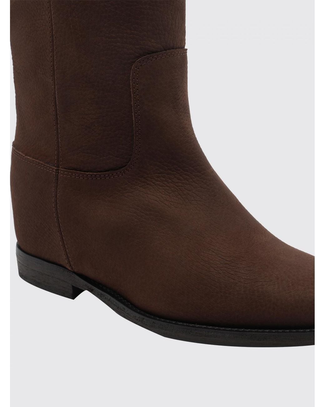 Via Roma 15 Brown Suede Knee-High Boots With Internal Wedge