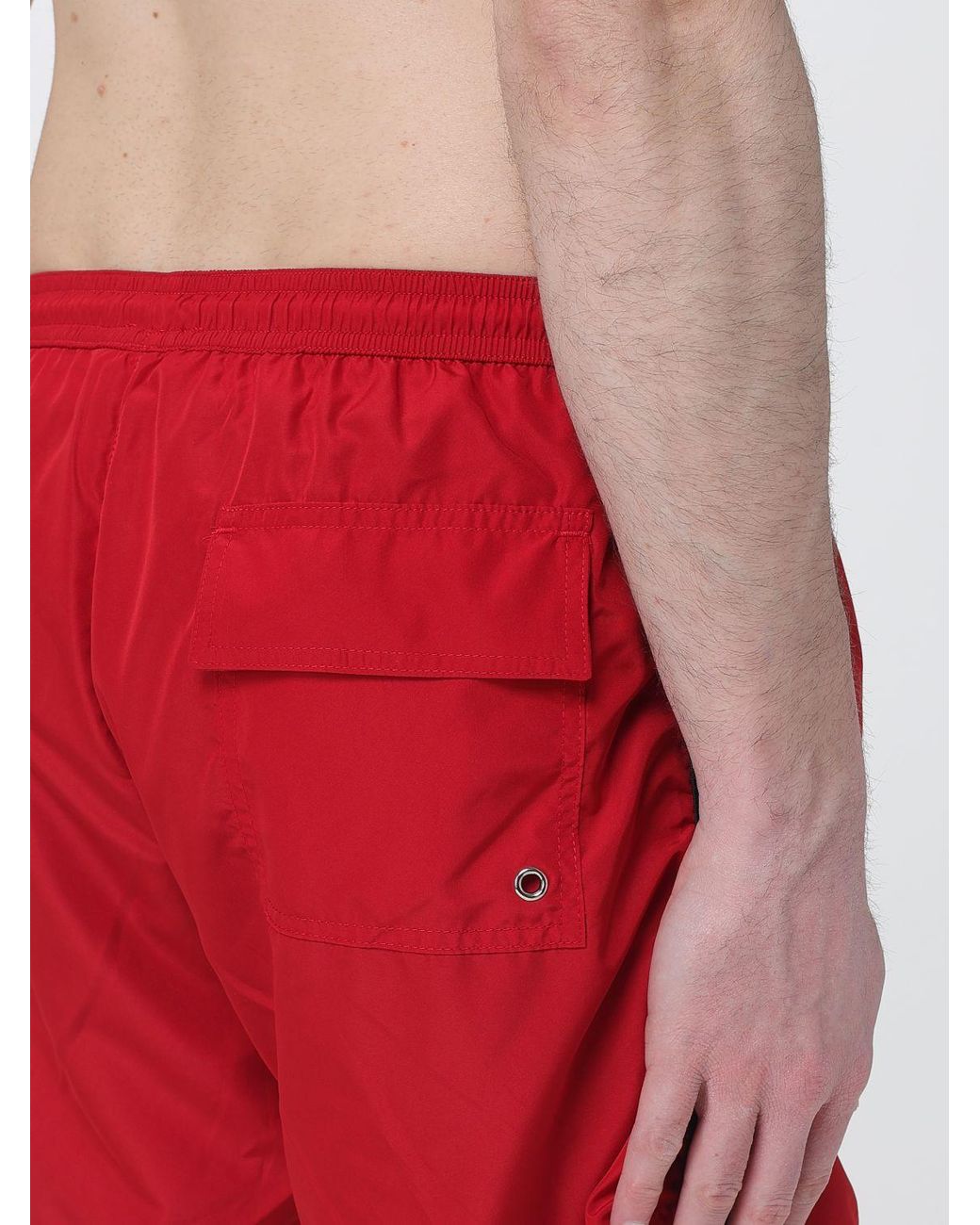Gcds Red Nylon Swimsuit With Jacquard Logo for men